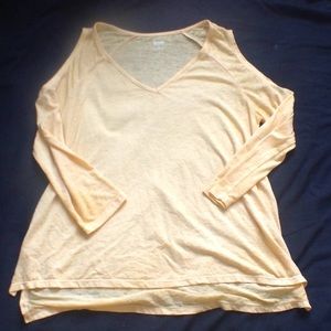 Long sleeve yellow t with shoulder cut outs